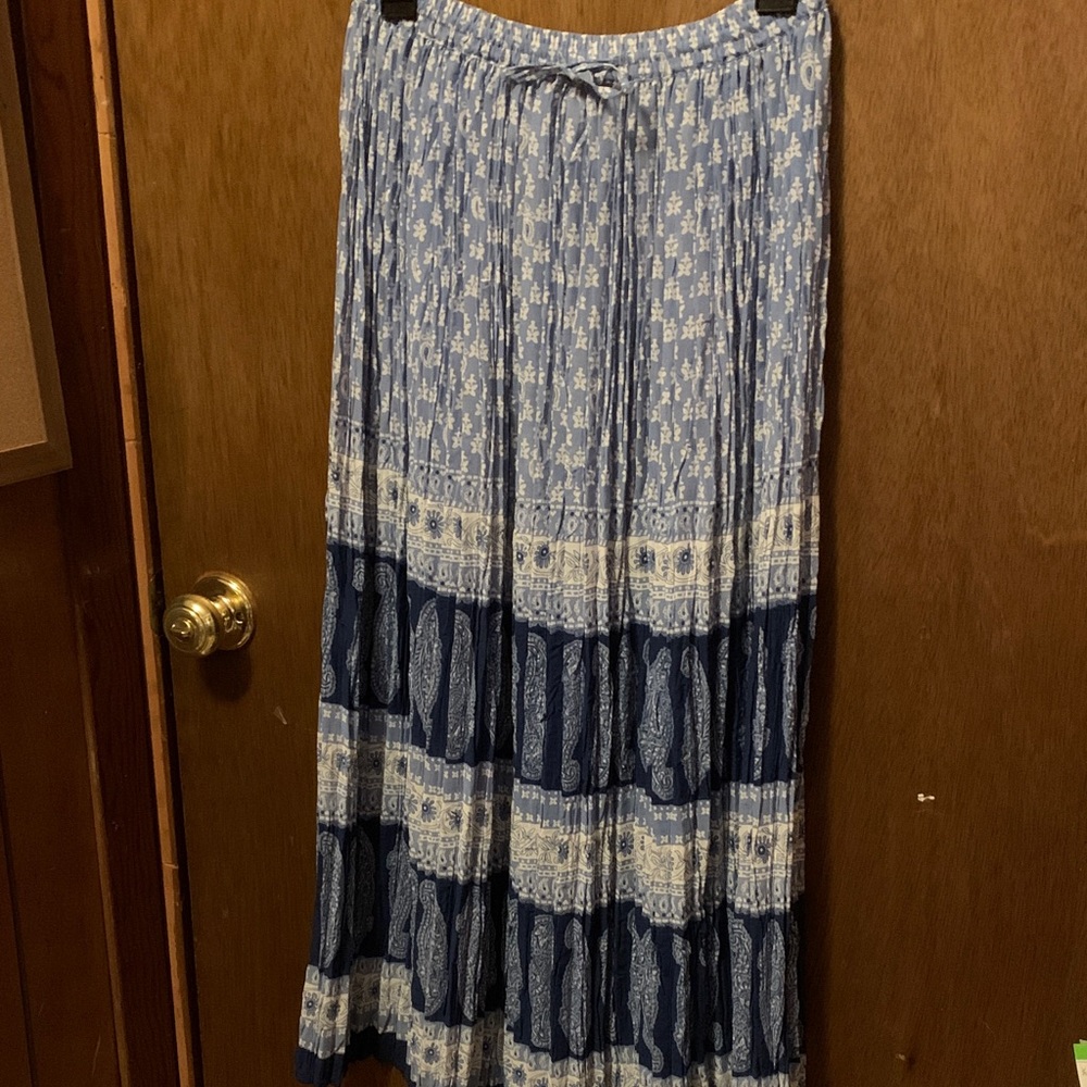 Alfred Dunner Blue and White Floral Maxi Skirt